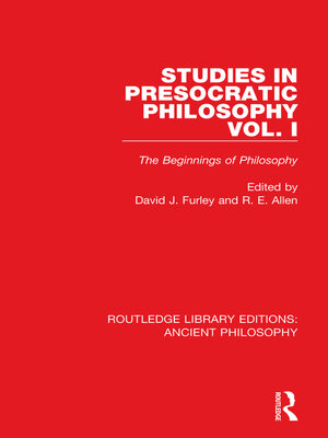 cover image of Studies in Presocratic Philosophy Volume 1